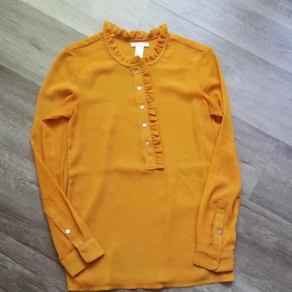 H&M sheer blouse mustard sm